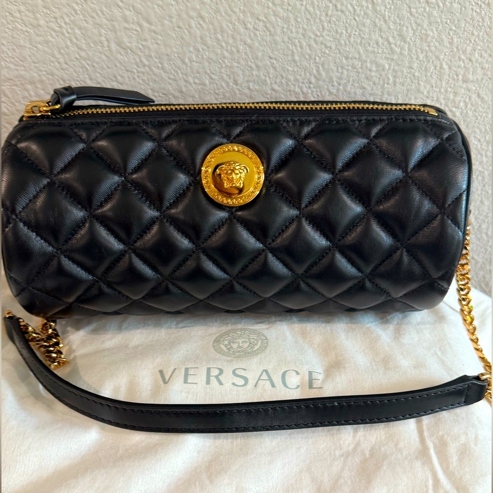 Versace Black Quilted Leather Bag